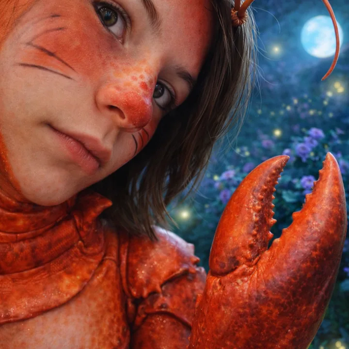 A party guest transformed into a lobster