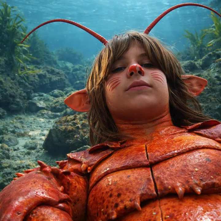 A party guest transformed into a lobster