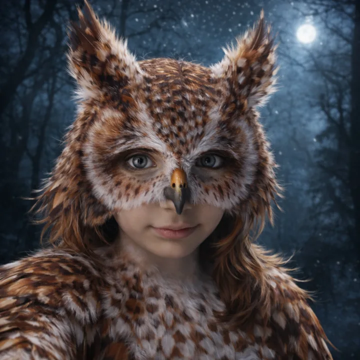A party guest transformed into a owl